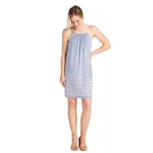 Vineyard Vines Sandbar Striped Embroidered Eyelet Rope Neck Dress